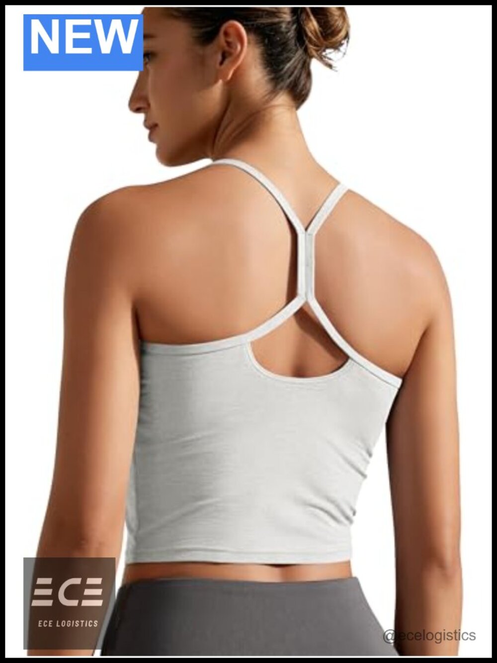 ODODOS Slim Racerback Cropped Tank Tech Sports Bra Ultra Soft UPF 50+ Cami